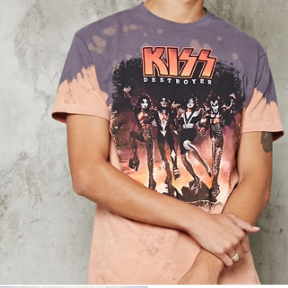 KISS band tee bleach dyed